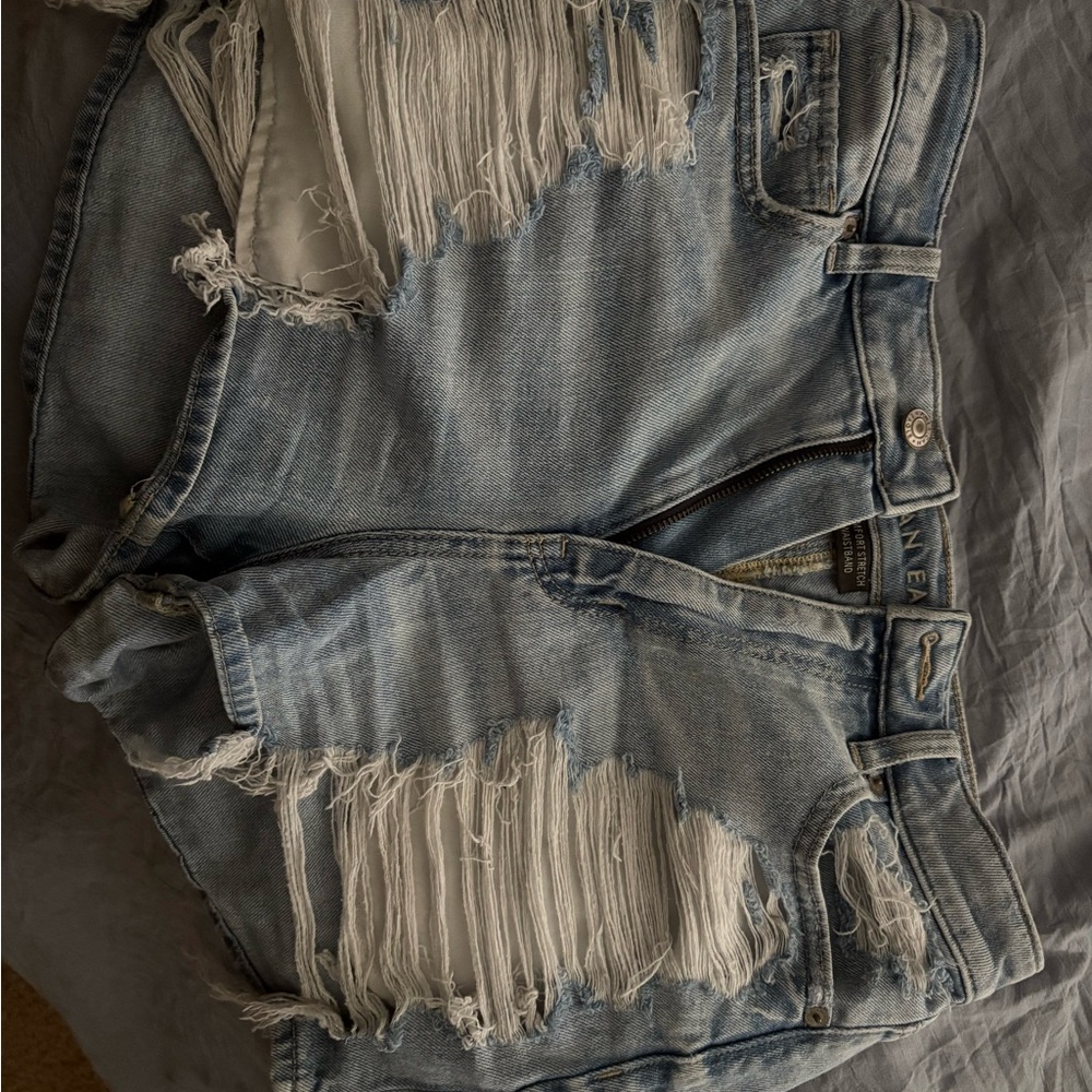 American Eagle Outfitters Ripped Light Blue Jean Shorts